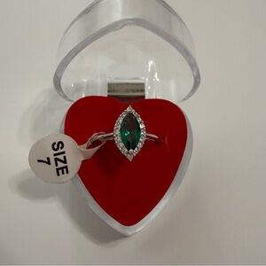 Silver Ring with Green Gemstone NEW
